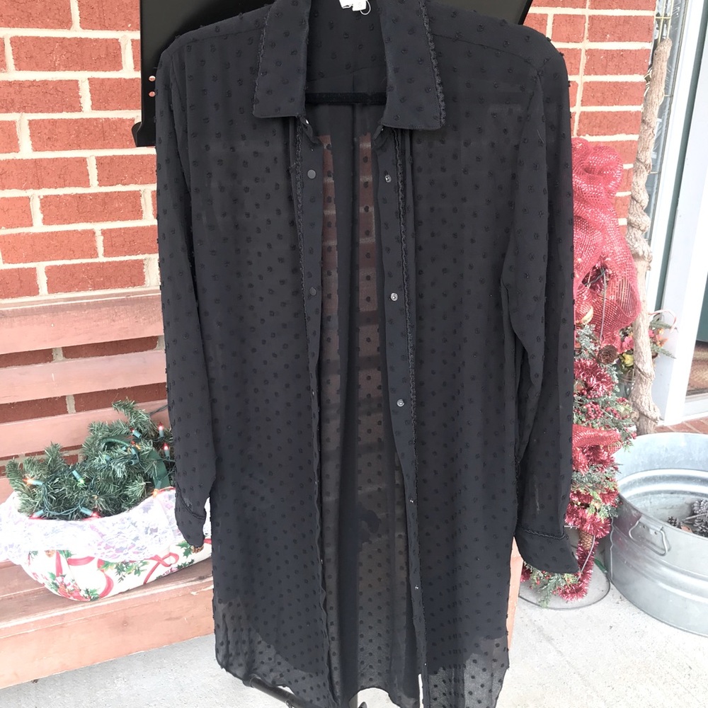 Sheer Black Duster Length Dressy Jacket